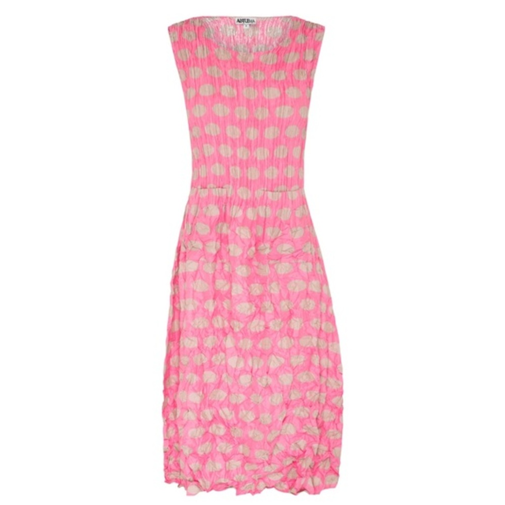 Alquema Crinkle Smash Pocket Dress 0 Pink Beige Elliptical Spot